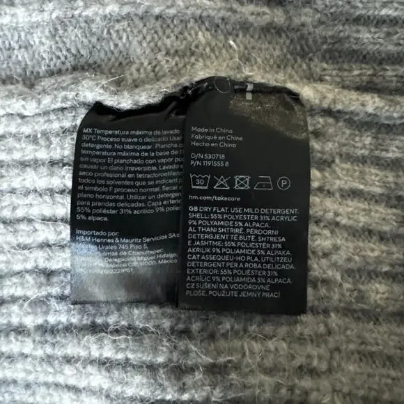 H&M Oversized Cable Knit Boxy Fit Jumper Sweater in Gray Size XL - Picture 9 of 9